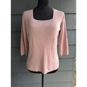 Dress Barn Women's Medium 3/4 Sleeve Sweater Square Neck Ribbed Top!